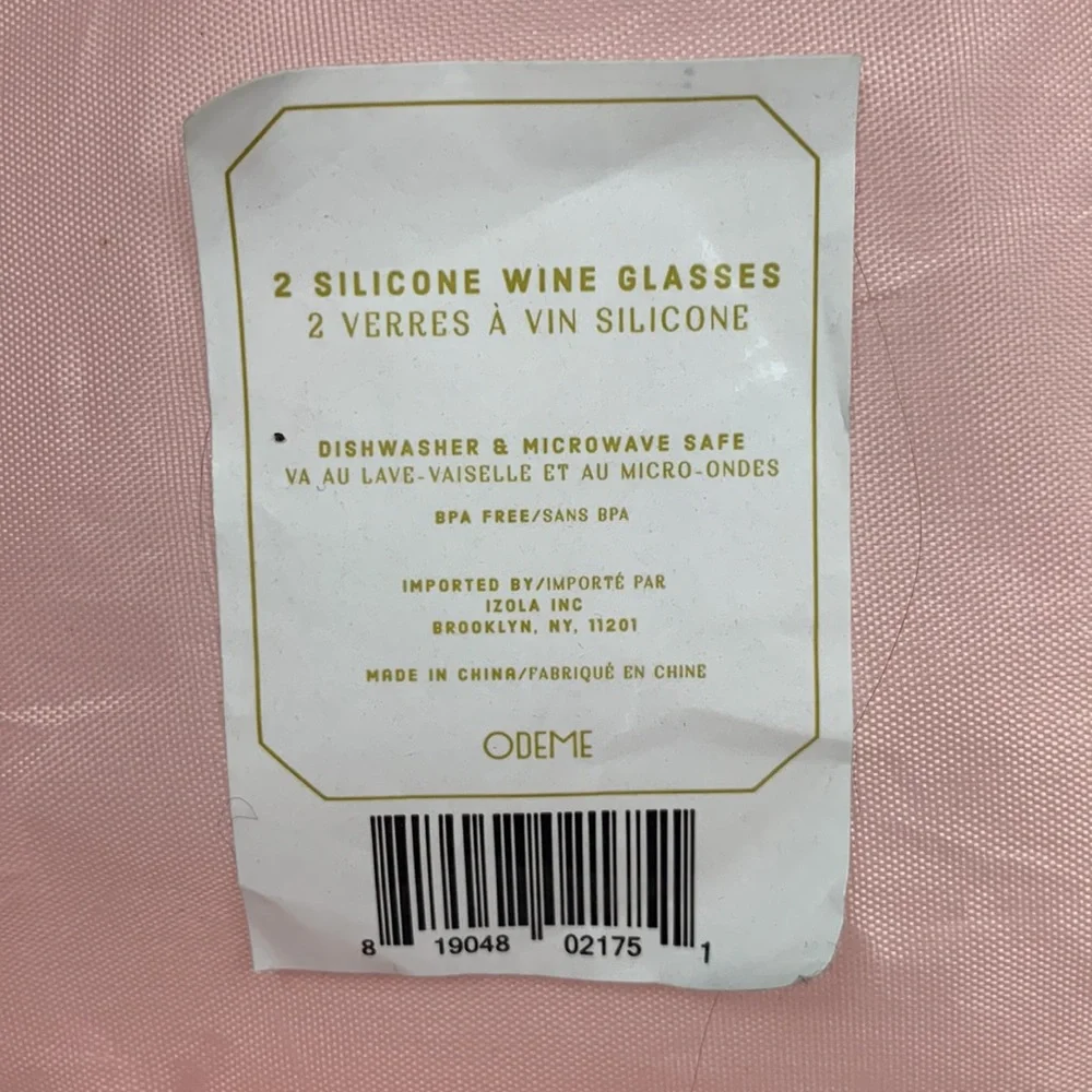 Odeme Silicone pink Wine glasses Set of two with dust bag Light pink